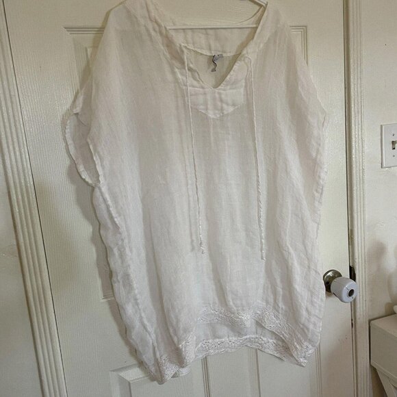 Women’s Michael stars white linen top dress size medium m - Picture 2 of 13